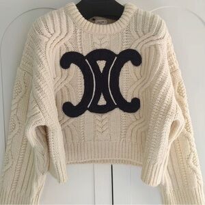Celine Cream and Black Knit Sweater